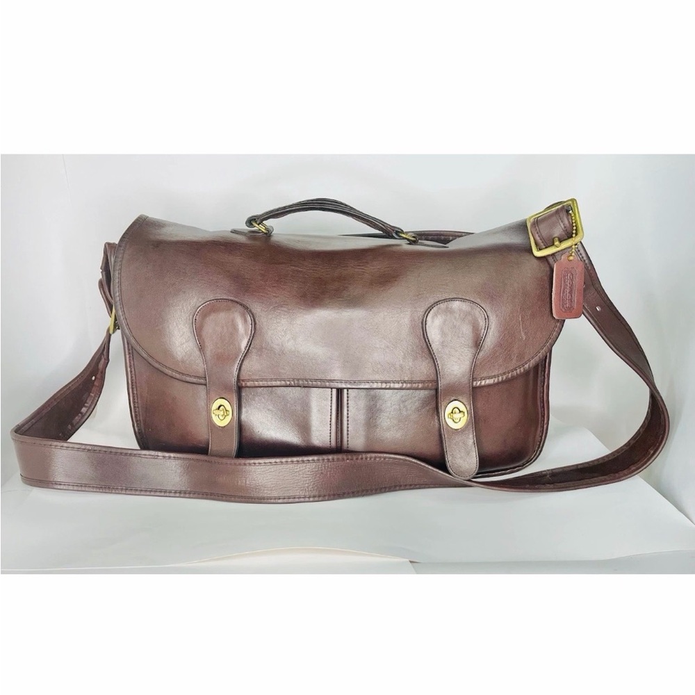 Vintage Coach Carrier NYC Bag Purse USA Burgundy leather 80s Musette Crossbody - Picture 7 of 15